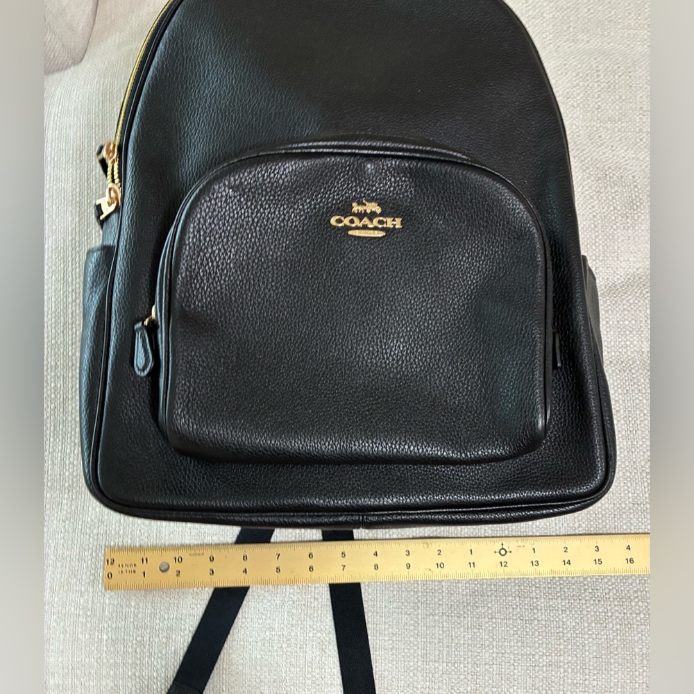 Coach EUC Black Leather Court Backpack with Gold Accents - Picture 12 of 16